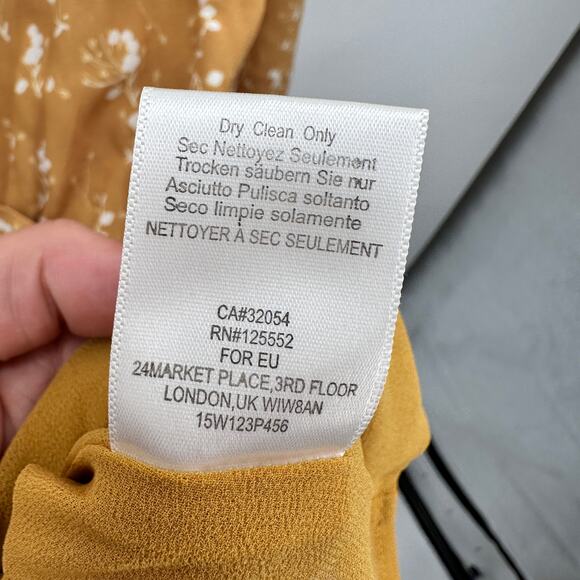 ANTHROPOLOGIE Dolan Mustard Yellow Surplice Ruffle Hem Dress // XS - Picture 7 of 9